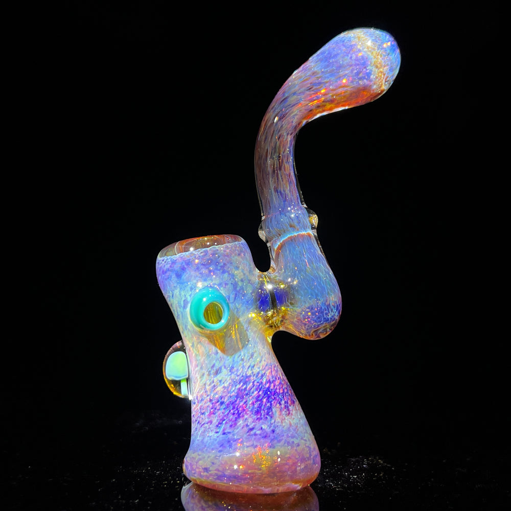 Purple Magic Mushroom Opal Standup Sherlock Bubbler Glass Pipe Beezy Glass   