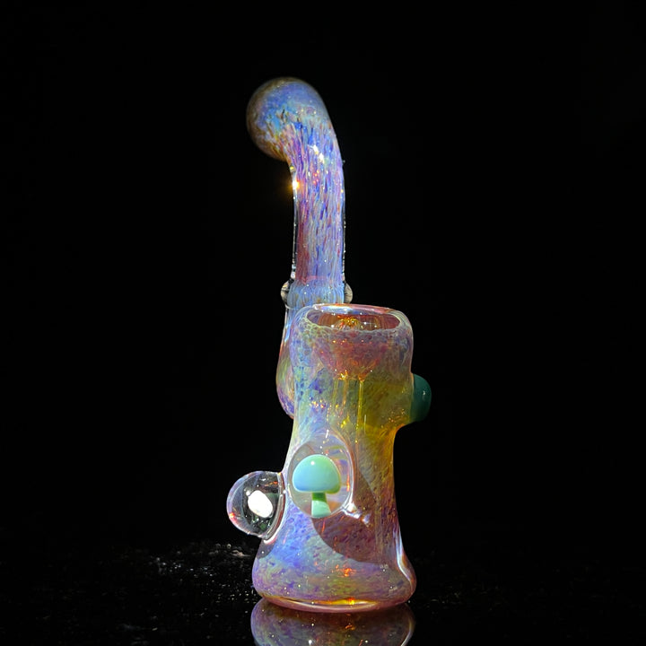 Purple Magic Mushroom Opal Standup Sherlock Bubbler Glass Pipe Beezy Glass   