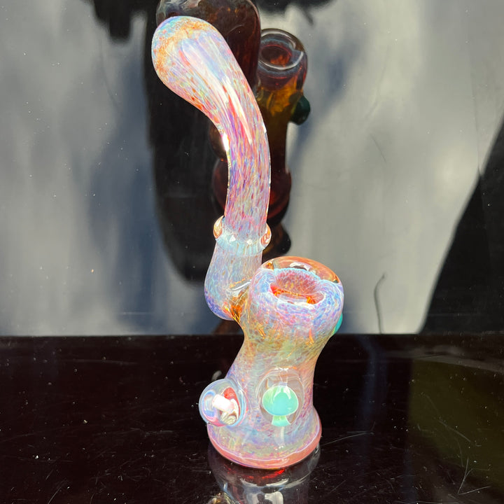 Purple Magic Mushroom Opal Standup Sherlock Bubbler Glass Pipe Beezy Glass   