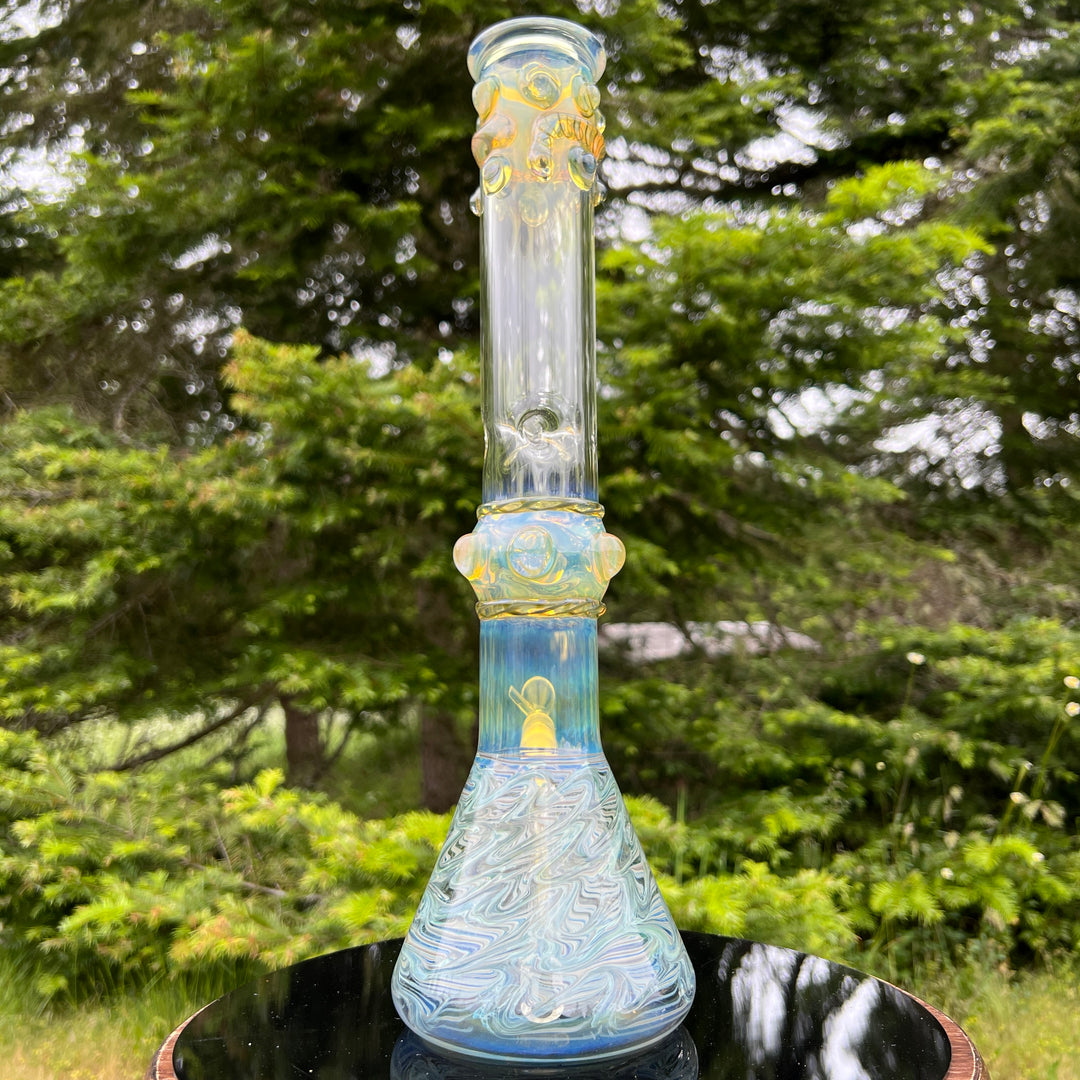 50x5 16" Ripple Fume Beaker Bong Glass Pipe TG