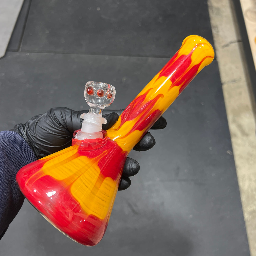 9" Colombian Red Beaker Bong Glass Pipe Mary Jane's Glass