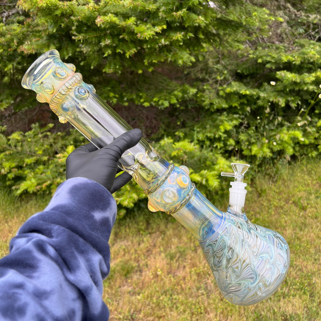 50x5 16" Ripple Fume Beaker Bong Glass Pipe TG