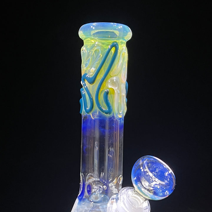 8" Fumed Color Squiggle Beaker Bong Glass Pipe Mary Jane's Glass