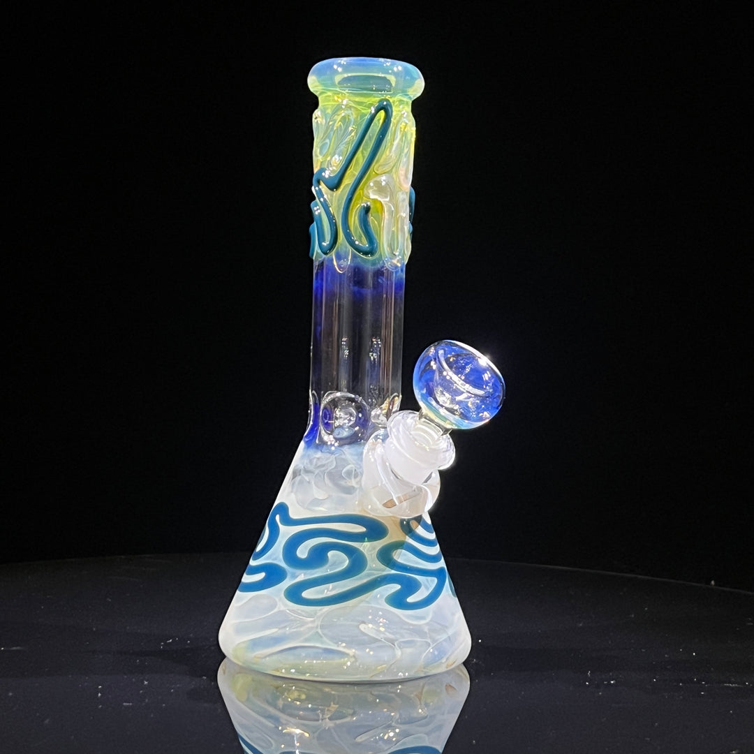 8" Fumed Color Squiggle Beaker Bong Glass Pipe Mary Jane's Glass