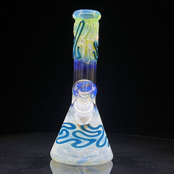 8" Fumed Color Squiggle Beaker Bong Glass Pipe Mary Jane's Glass