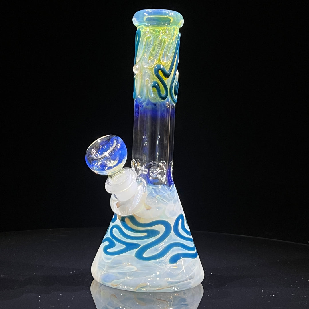 8" Fumed Color Squiggle Beaker Bong Glass Pipe Mary Jane's Glass