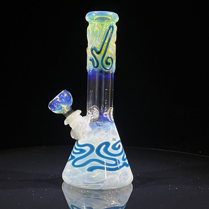 8" Fumed Color Squiggle Beaker Bong Glass Pipe Mary Jane's Glass