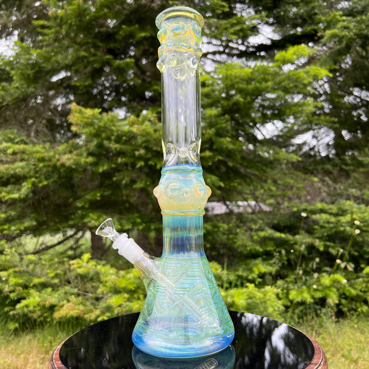 50x5 16" Ripple Fume Beaker Bong Glass Pipe TG   