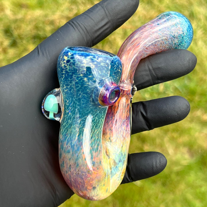 Purple Magic Mushroom Sherlock Glass Pipe Beezy Glass   