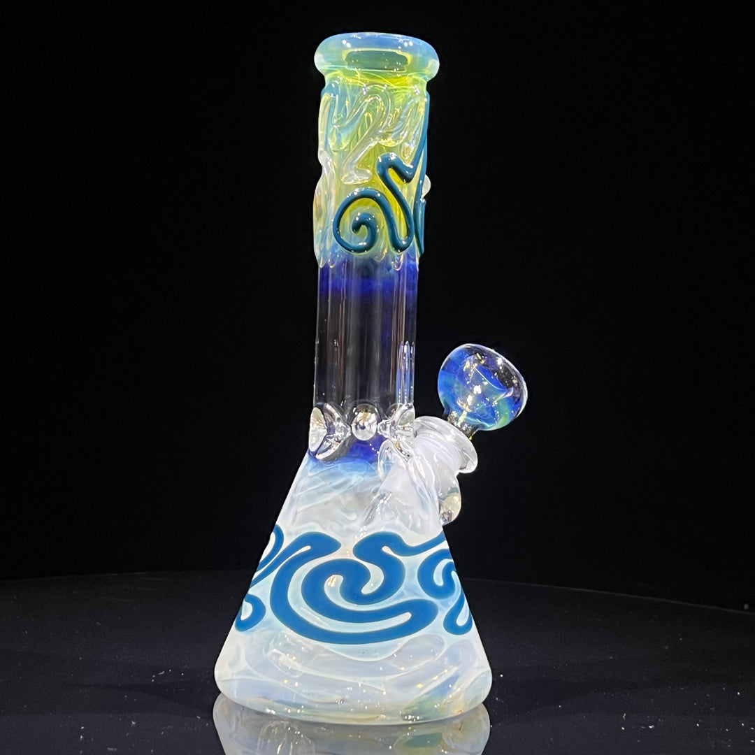 8" Fumed Color Squiggle Beaker Bong Glass Pipe Mary Jane's Glass