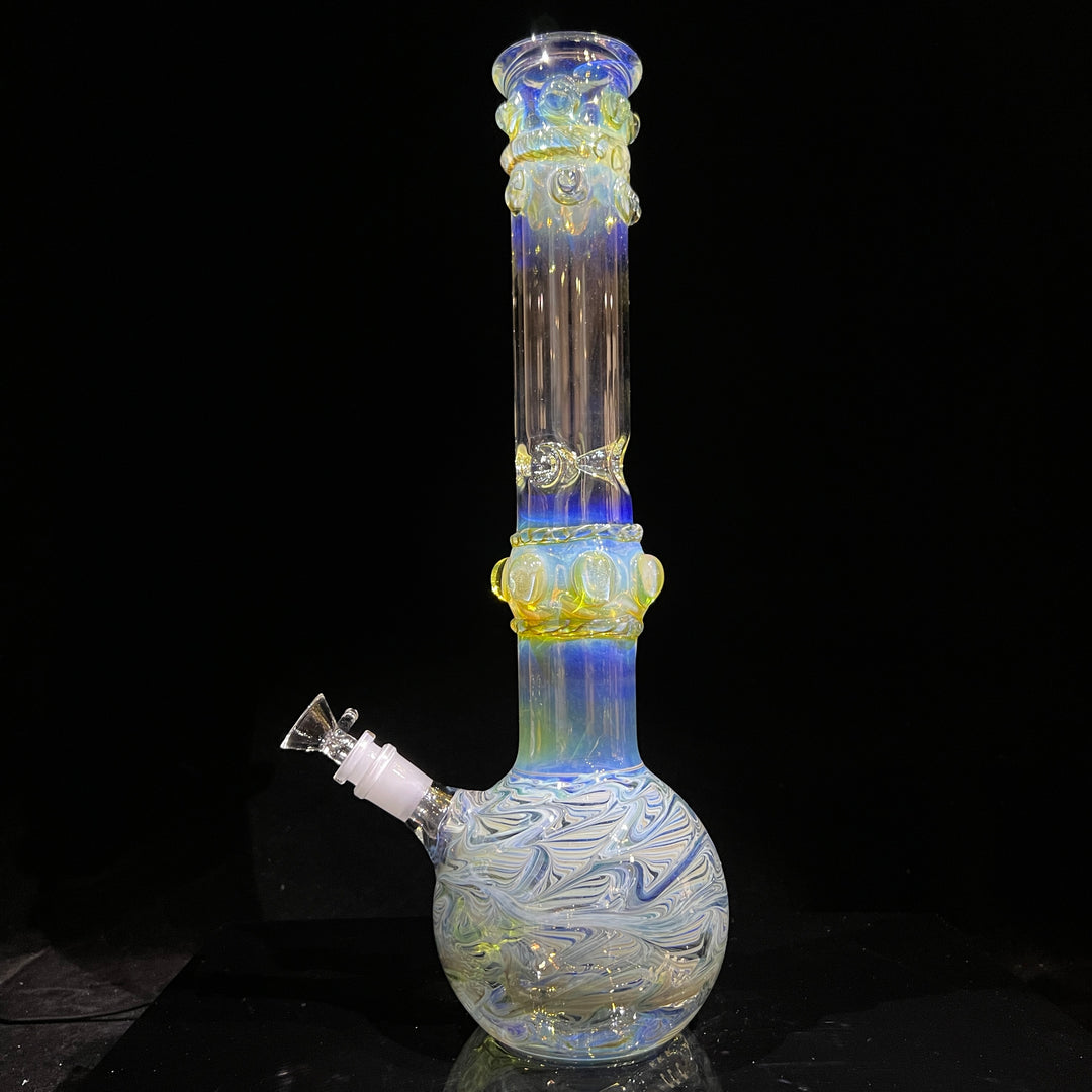 50x5 16" Ripple Fume Bubble Bong Glass Pipe TG   