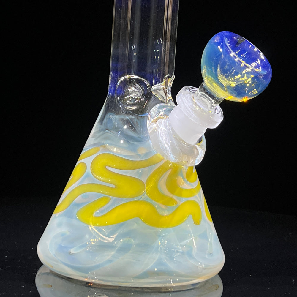 8" Fumed Color Squiggle Beaker Bong Glass Pipe Mary Jane's Glass