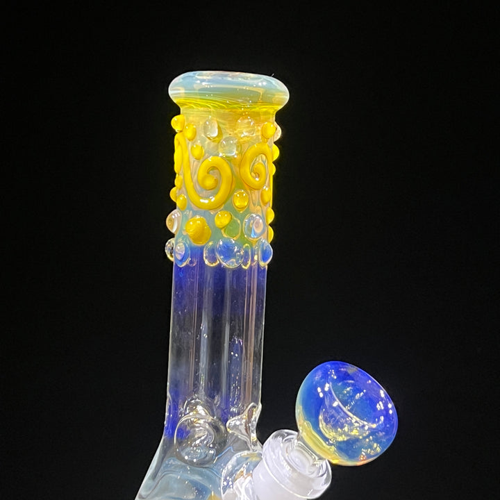 8" Fumed Color Squiggle Beaker Bong Glass Pipe Mary Jane's Glass