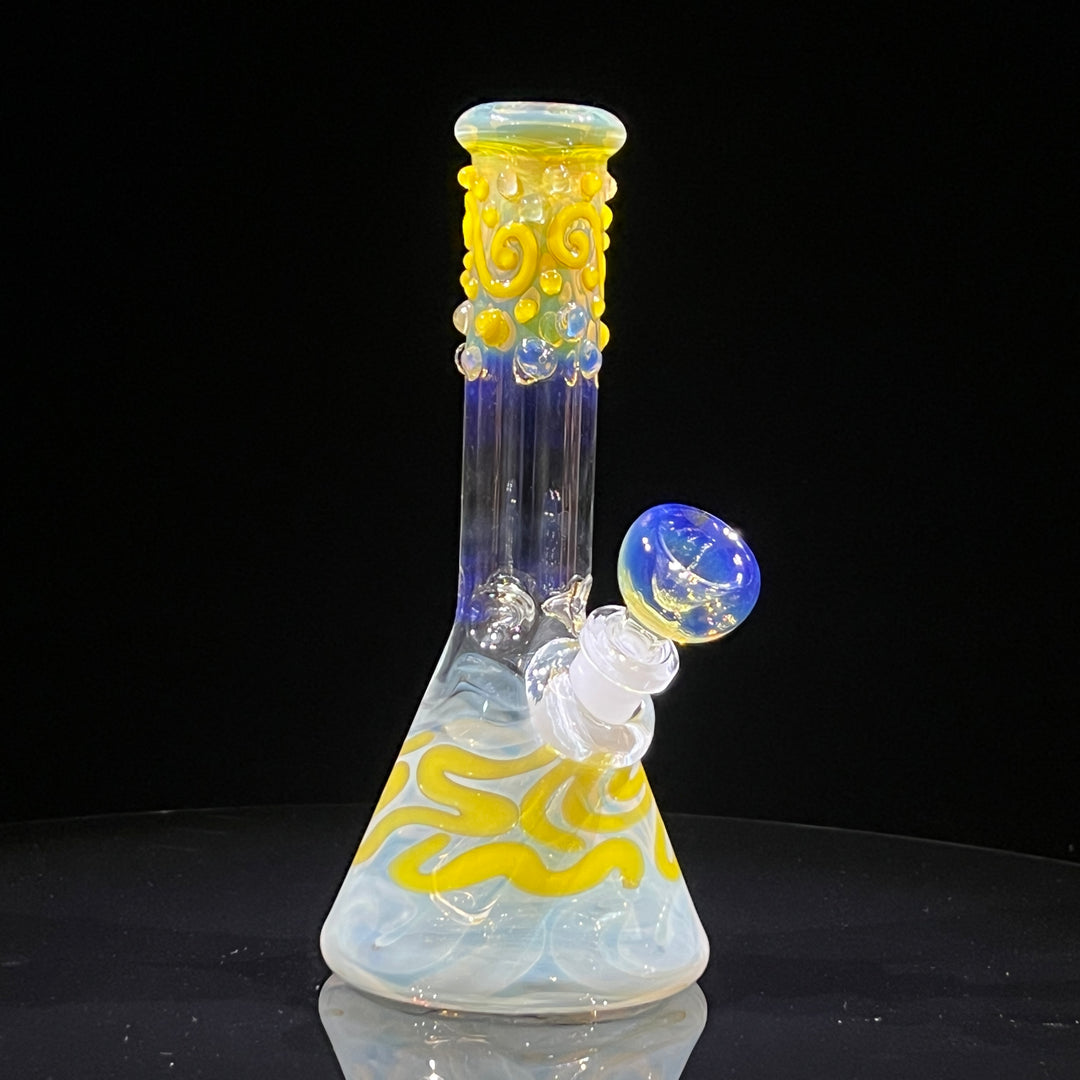 8" Fumed Color Squiggle Beaker Bong Glass Pipe Mary Jane's Glass