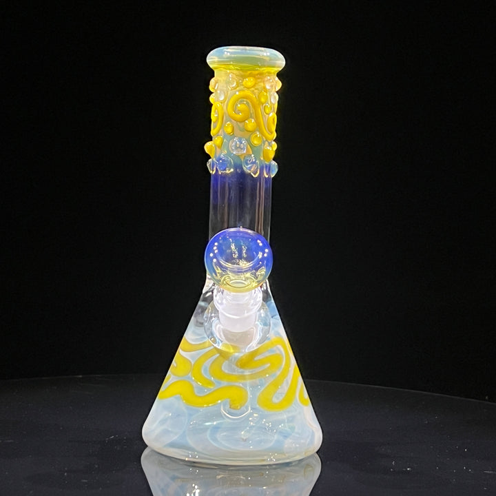 8" Fumed Color Squiggle Beaker Bong Glass Pipe Mary Jane's Glass