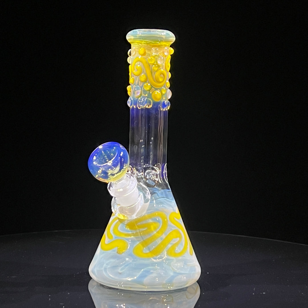 8" Fumed Color Squiggle Beaker Bong Glass Pipe Mary Jane's Glass