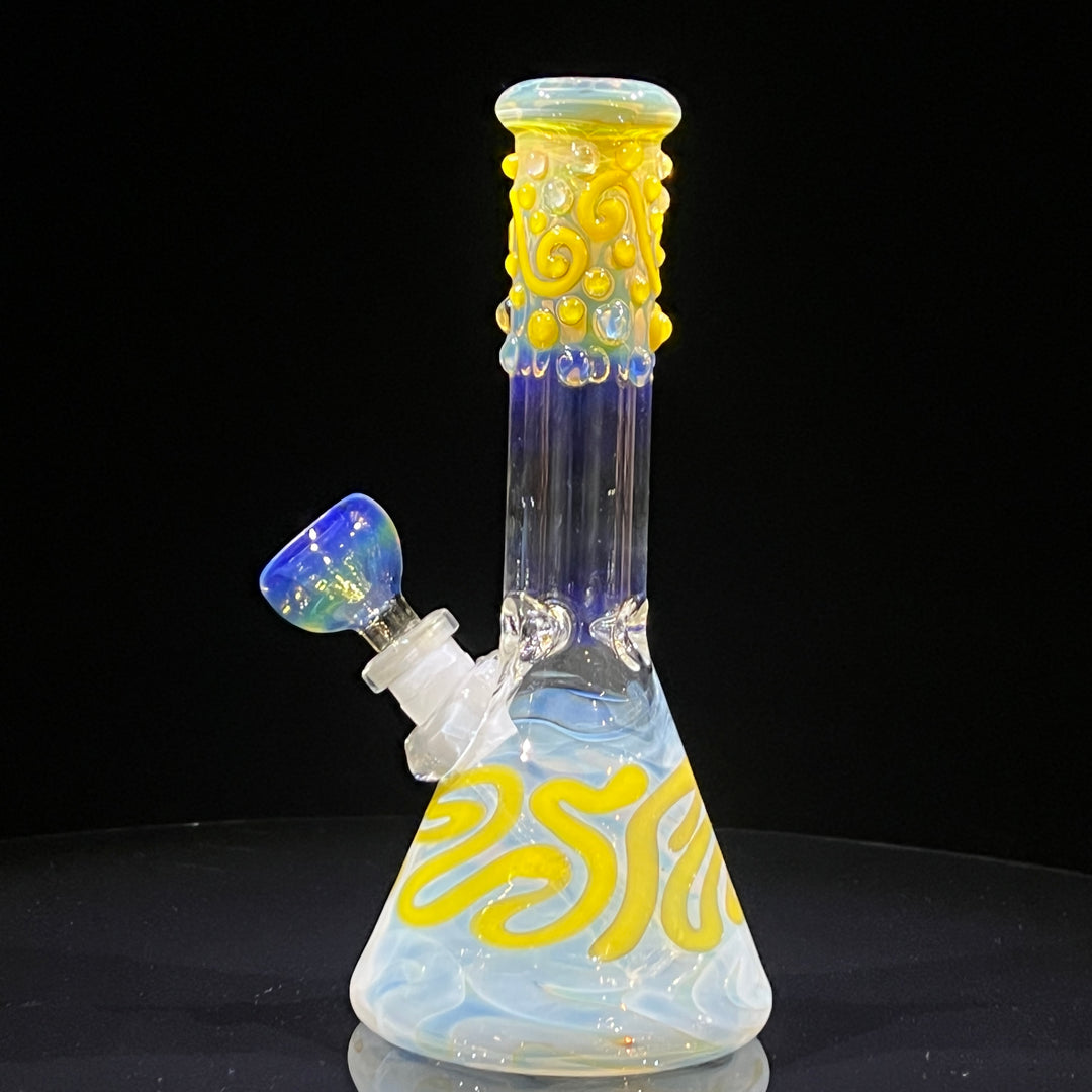 8" Fumed Color Squiggle Beaker Bong Glass Pipe Mary Jane's Glass