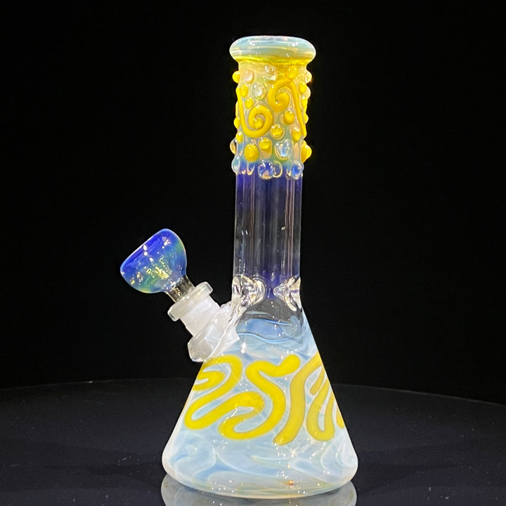 8" Fumed Color Squiggle Beaker Bong Glass Pipe Mary Jane's Glass