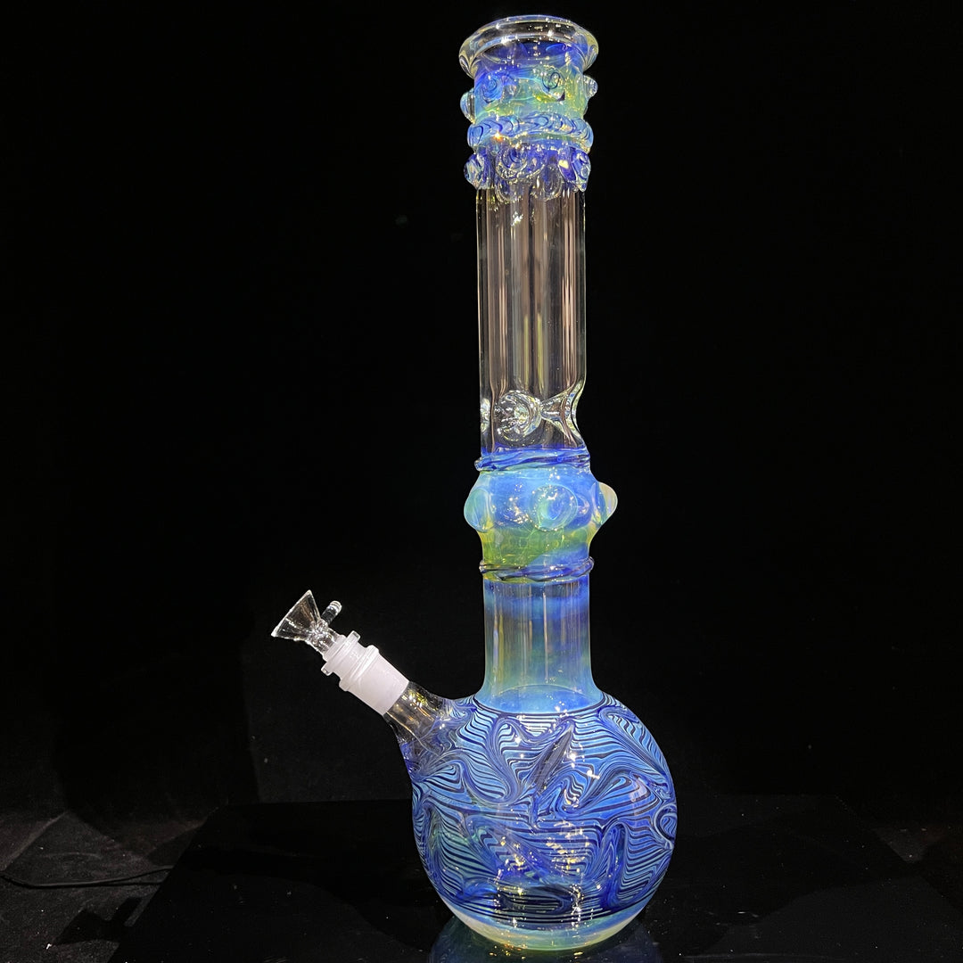 50x5 16" Ripple Fume Bubble Bong Glass Pipe TG   