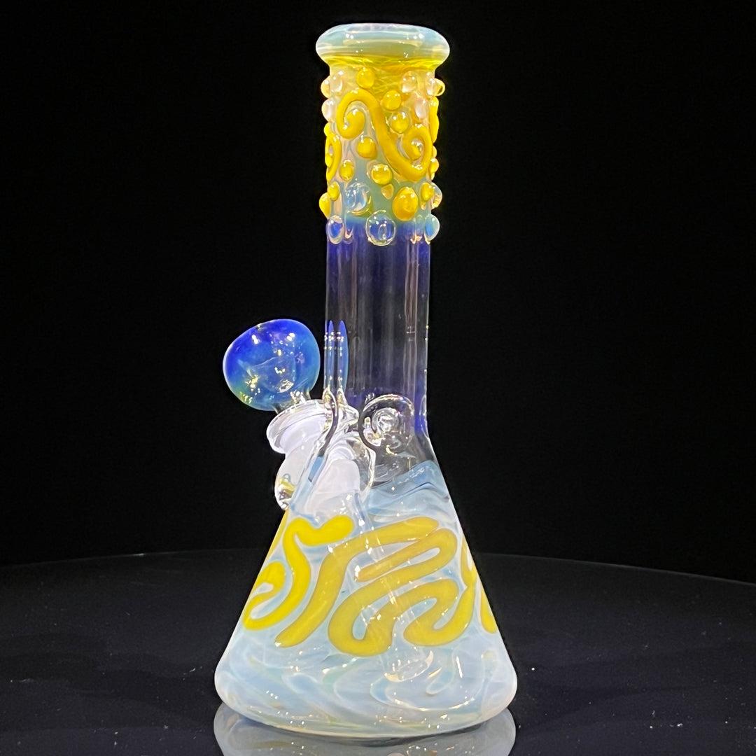 8" Fumed Color Squiggle Beaker Bong Glass Pipe Mary Jane's Glass