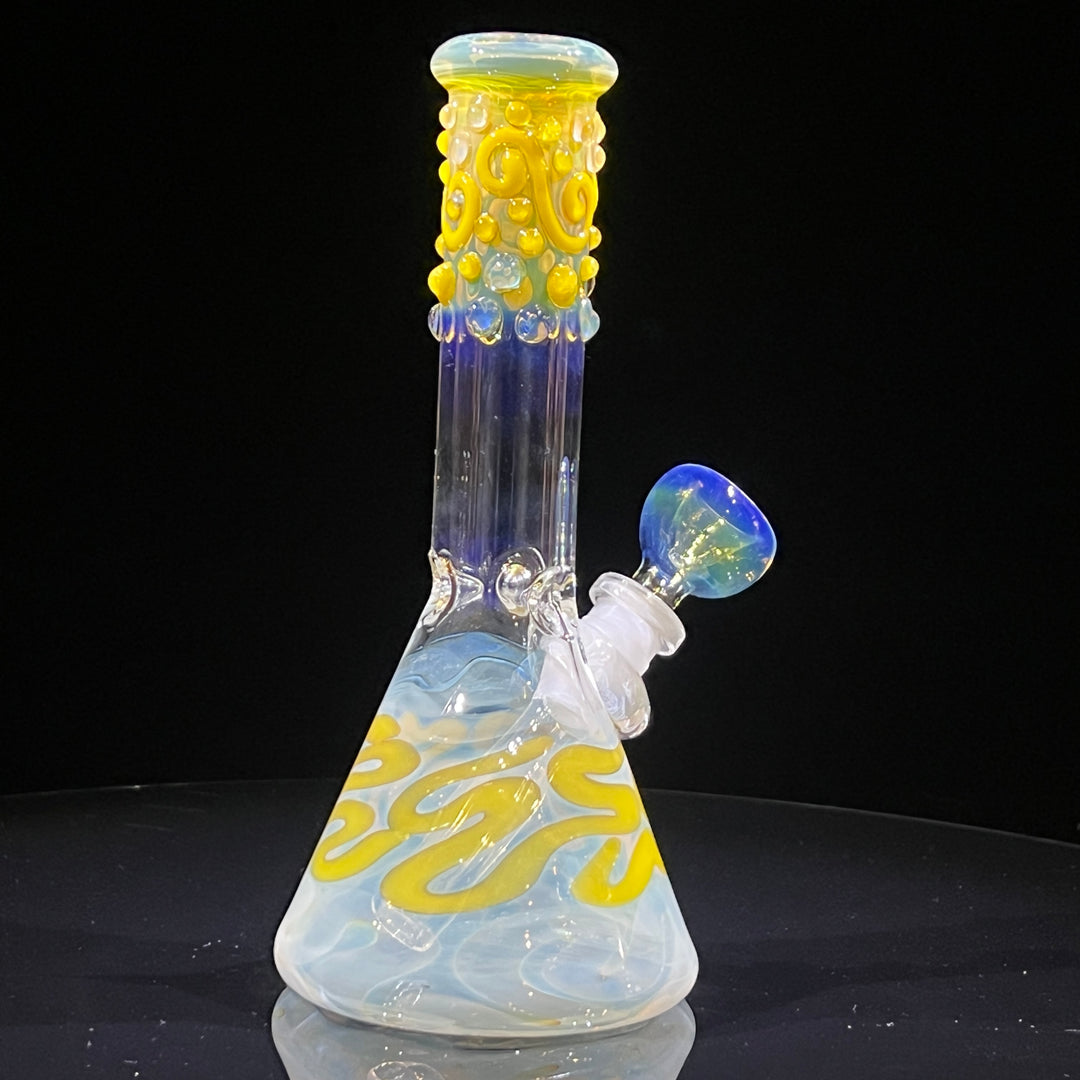 8" Fumed Color Squiggle Beaker Bong Glass Pipe Mary Jane's Glass