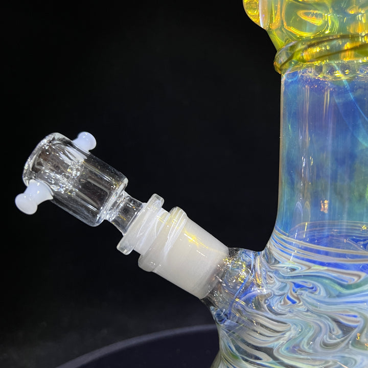 50x5 16" Ripple Fume Beaker Bong + Pullslide Combo Glass Pipe TG   