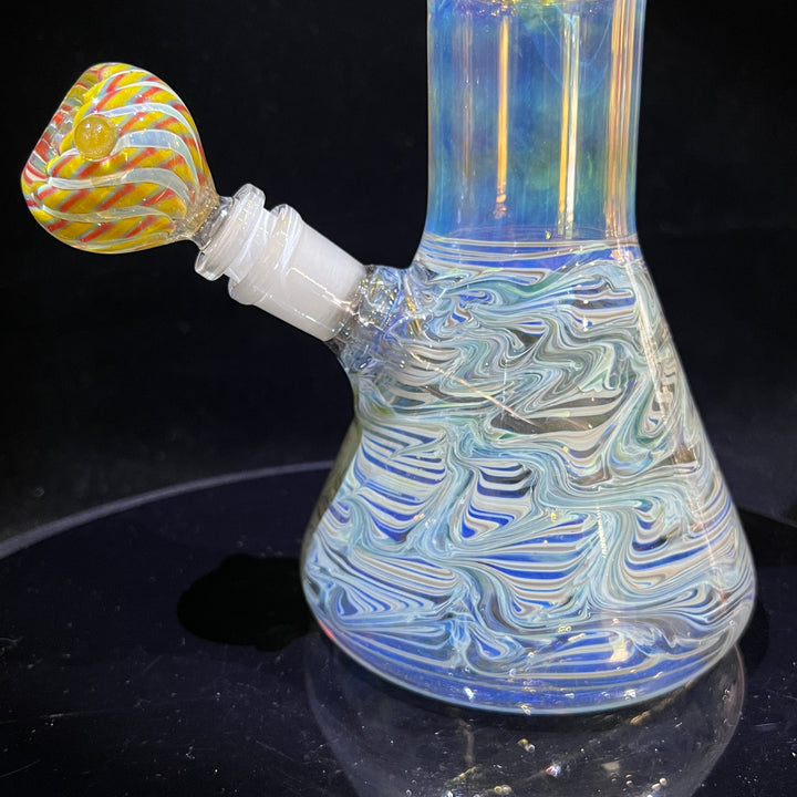 50x5 16" Ripple Fume Beaker Bong + Pullslide Combo Glass Pipe TG   