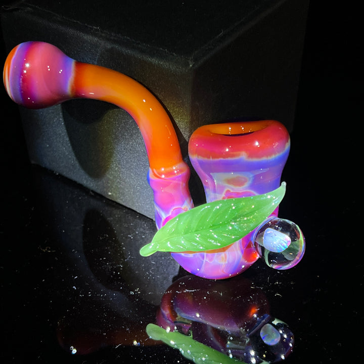 Pink Passion Leaf Opal Marble Sherlock Glass Pipe Beezy Glass   