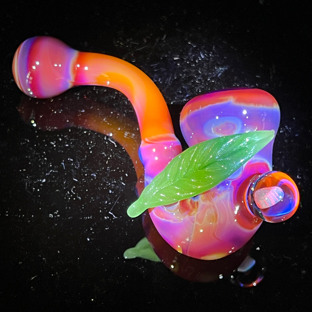 Pink Passion Leaf Opal Marble Sherlock Glass Pipe Beezy Glass   