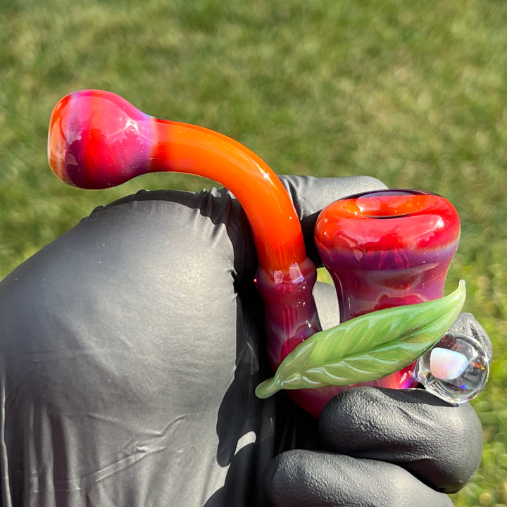 Pink Passion Leaf Opal Marble Sherlock Glass Pipe Beezy Glass   