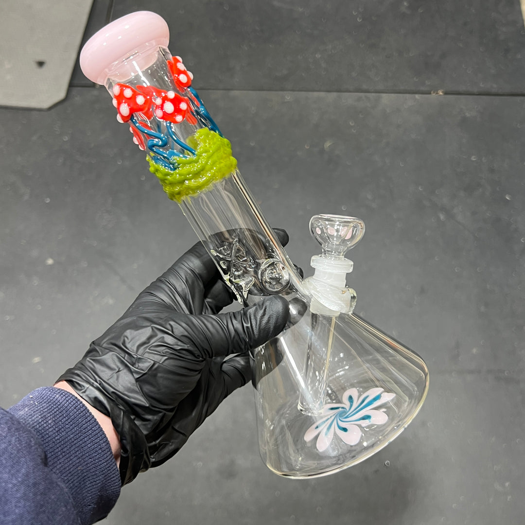 11" Mushroom Swirl Beaker Bong Glass Pipe Mary Jane's Glass