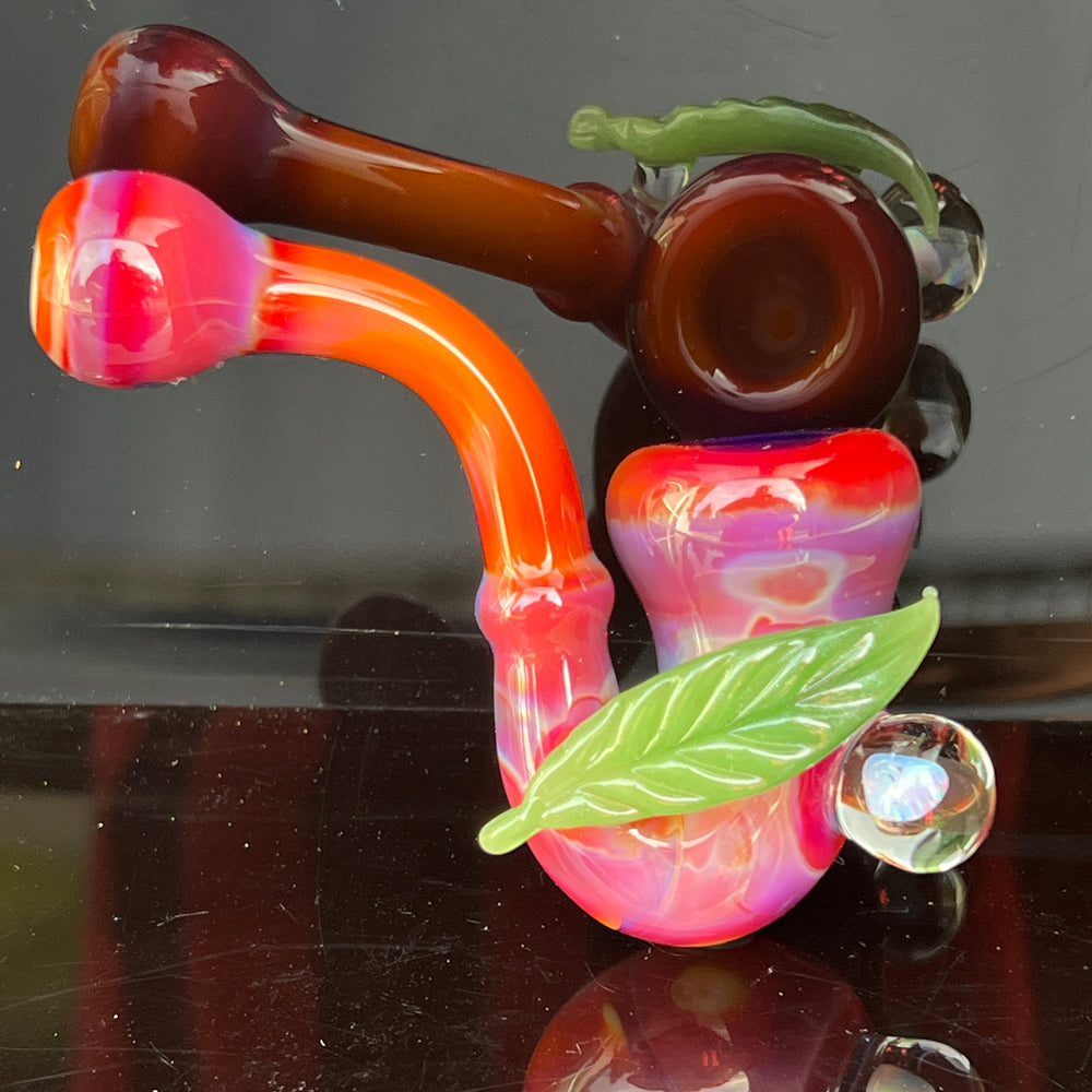 Pink Passion Leaf Opal Marble Sherlock Glass Pipe Beezy Glass   