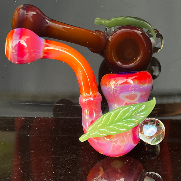 Pink Passion Leaf Opal Marble Sherlock Glass Pipe Beezy Glass   