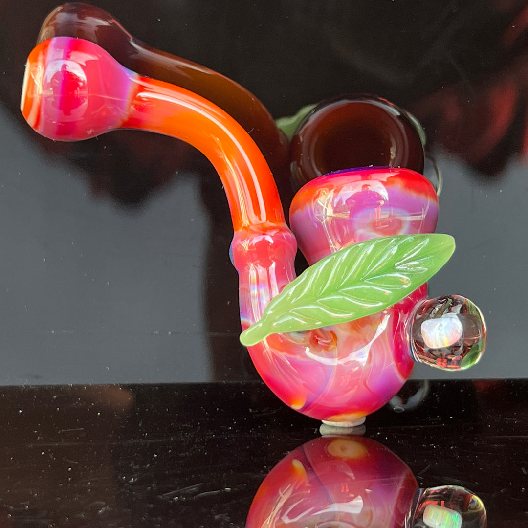 Pink Passion Leaf Opal Marble Sherlock Glass Pipe Beezy Glass   