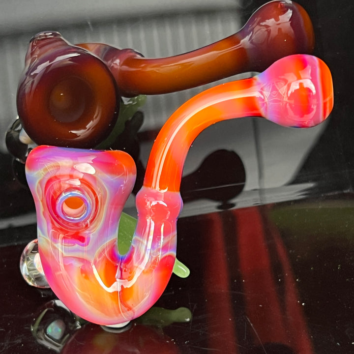 Pink Passion Leaf Opal Marble Sherlock Glass Pipe Beezy Glass   