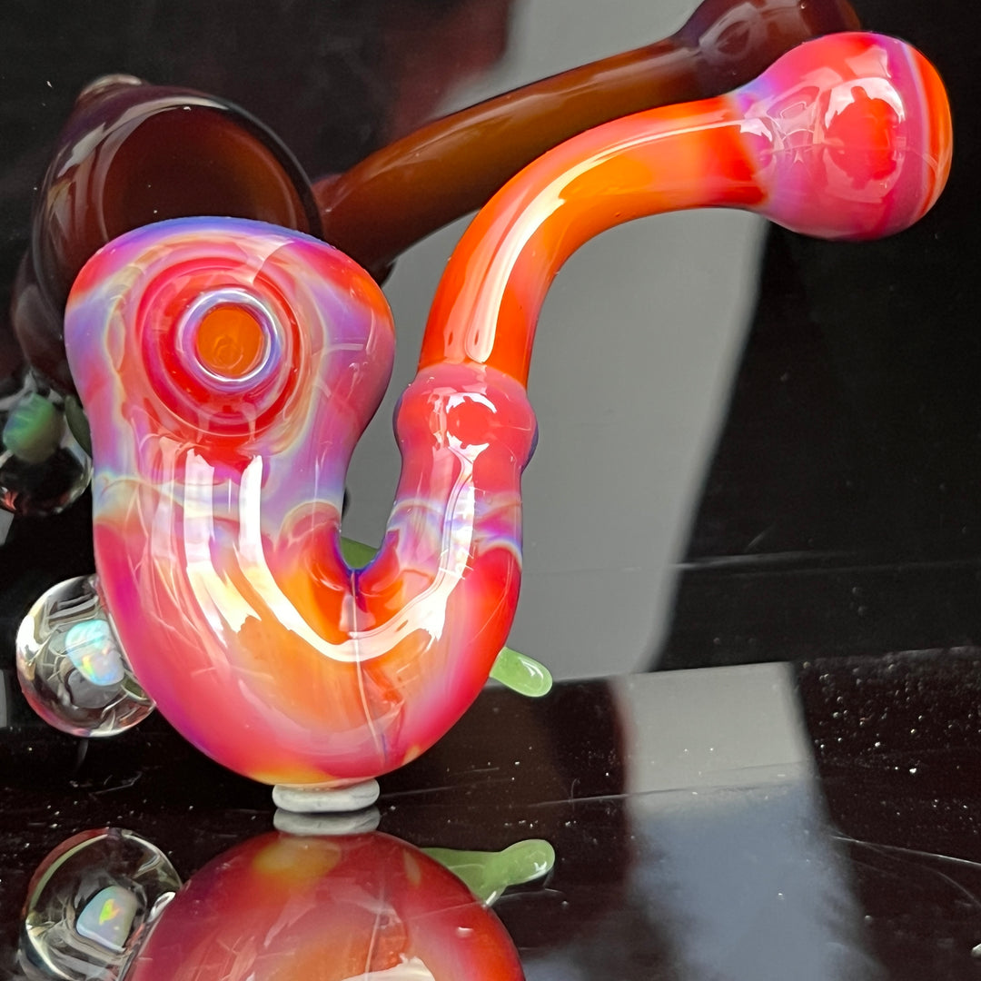 Pink Passion Leaf Opal Marble Sherlock Glass Pipe Beezy Glass   