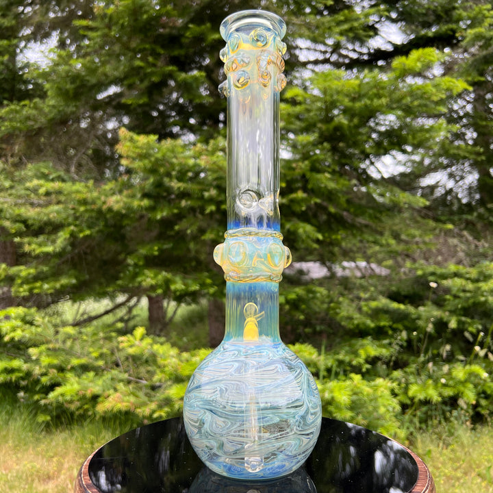 50x5 16" Ripple Fume Bubble Bong Glass Pipe TG   