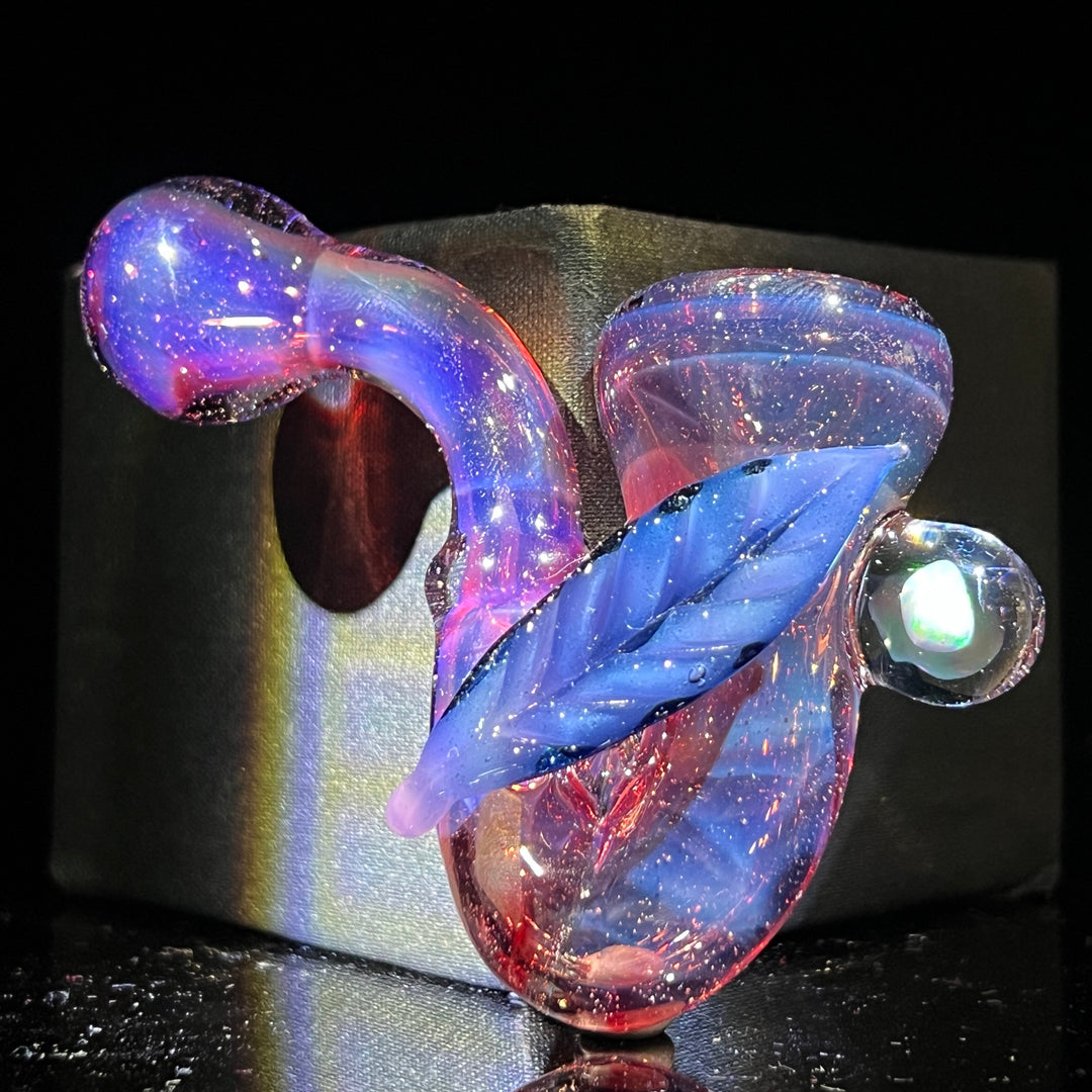 Pink Passion Leaf Opal Marble Sherlock Glass Pipe Beezy Glass   