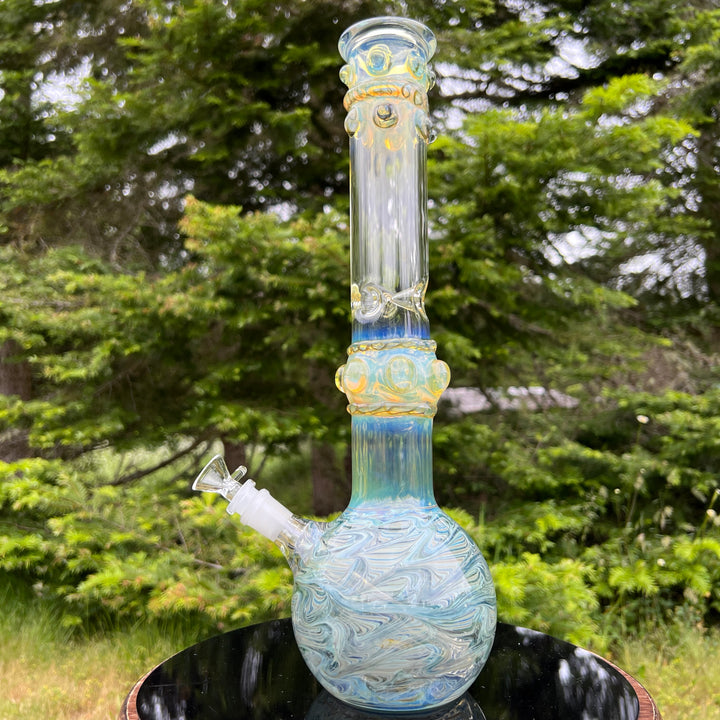 50x5 16" Ripple Fume Bubble Bong Glass Pipe TG   