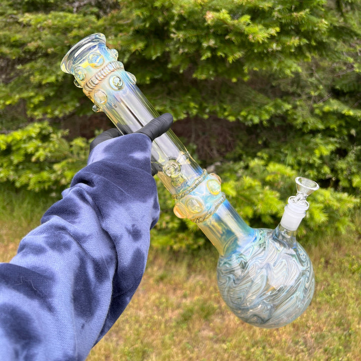 50x5 16" Ripple Fume Bubble Bong Glass Pipe TG   