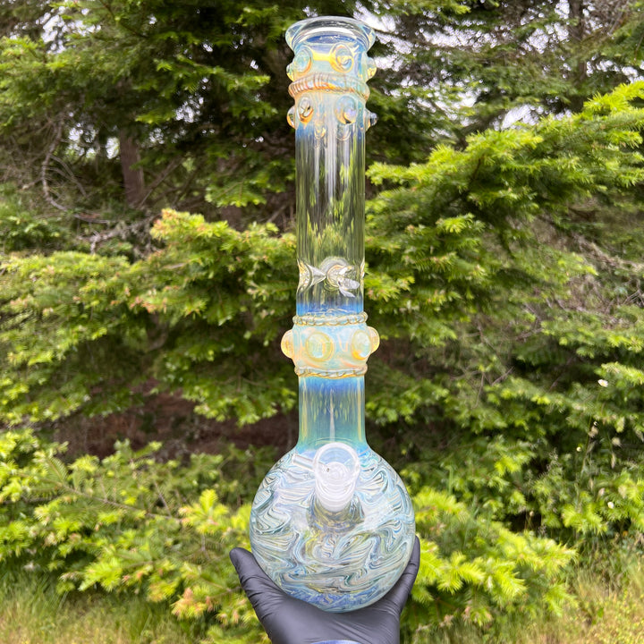 50x5 16" Ripple Fume Bubble Bong Glass Pipe TG   