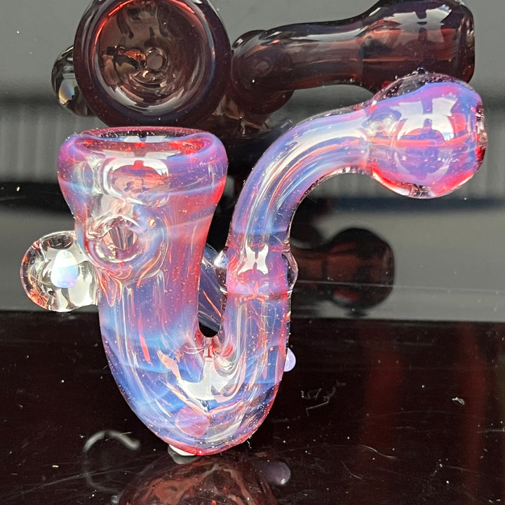 Pink Passion Leaf Opal Marble Sherlock Glass Pipe Beezy Glass   