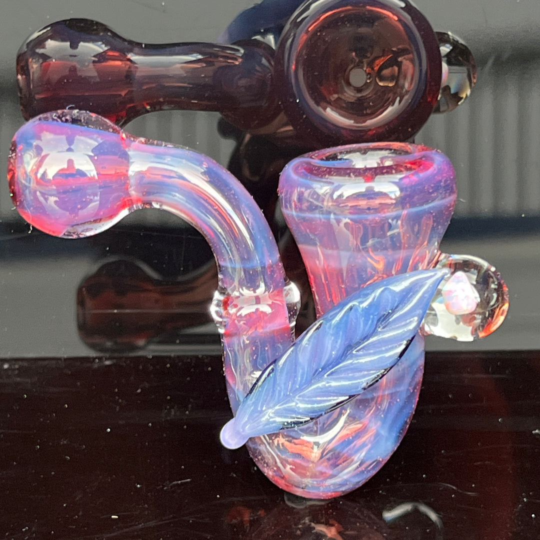 Pink Passion Leaf Opal Marble Sherlock Glass Pipe Beezy Glass   