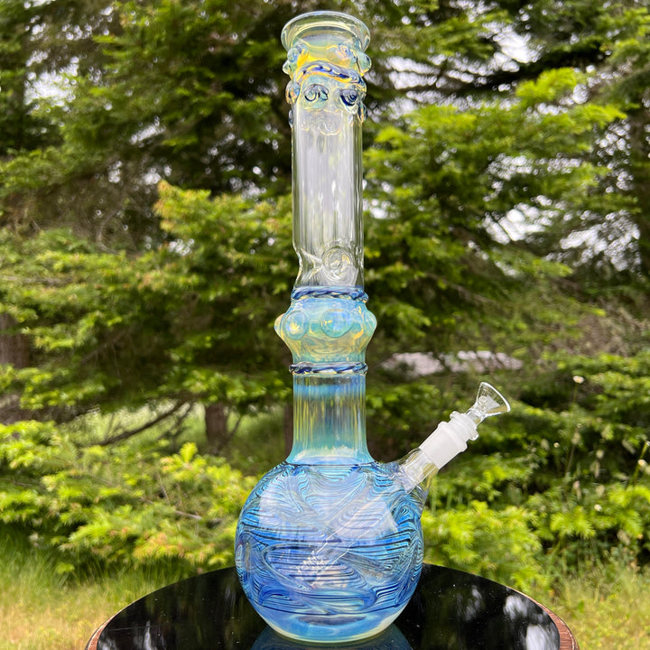 50x5 16" Ripple Fume Bubble Bong Glass Pipe TG   