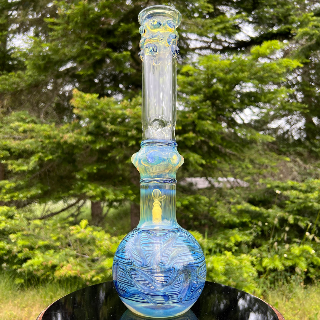 50x5 16" Ripple Fume Bubble Bong Glass Pipe TG   