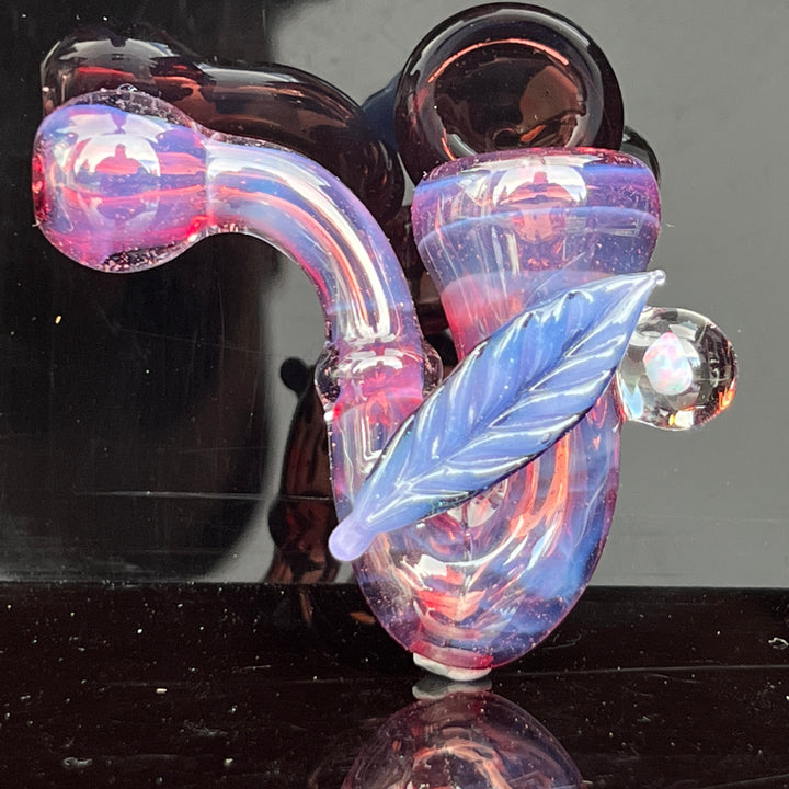 Pink Passion Leaf Opal Marble Sherlock Glass Pipe Beezy Glass   