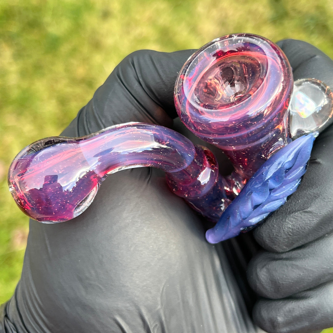 Pink Passion Leaf Opal Marble Sherlock Glass Pipe Beezy Glass   