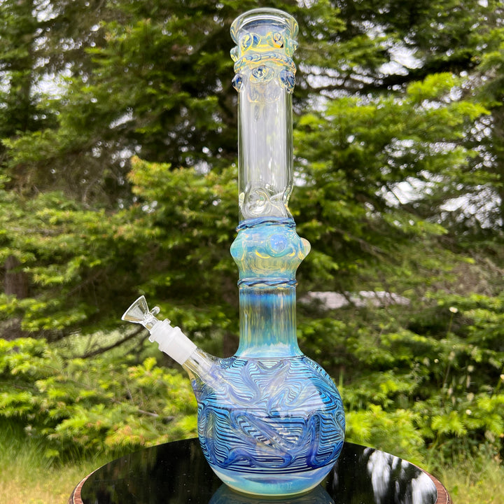 50x5 16" Ripple Fume Bubble Bong Glass Pipe TG   