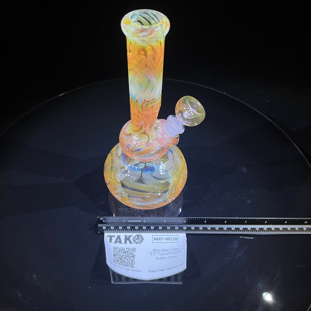 9.5" Fumed Double Bubble Bong Glass Pipe Mary Jane's Glass