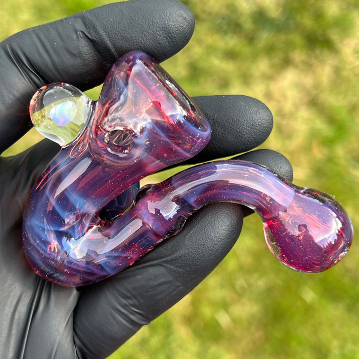 Pink Passion Leaf Opal Marble Sherlock Glass Pipe Beezy Glass   